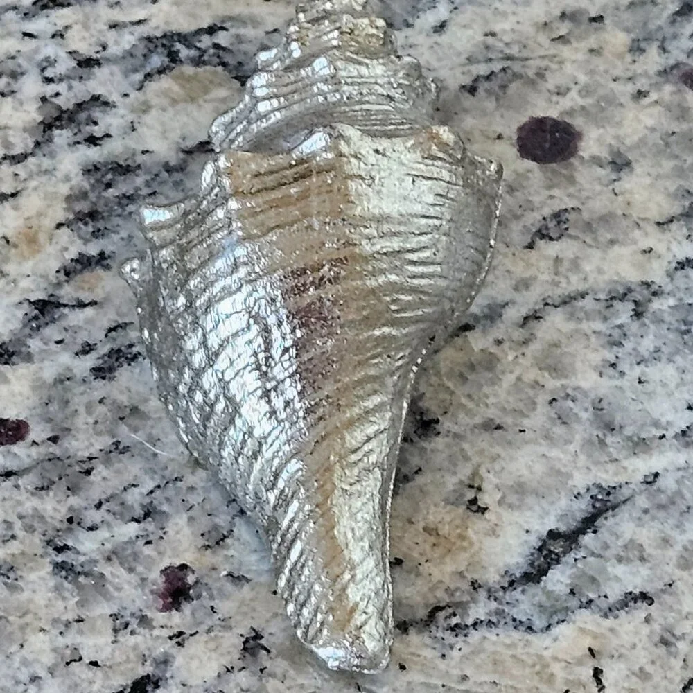 REGINA ANDREW SILVER CONCH SHELL COASTAL BEACH VASE FILLER HOME TABLE DECOR